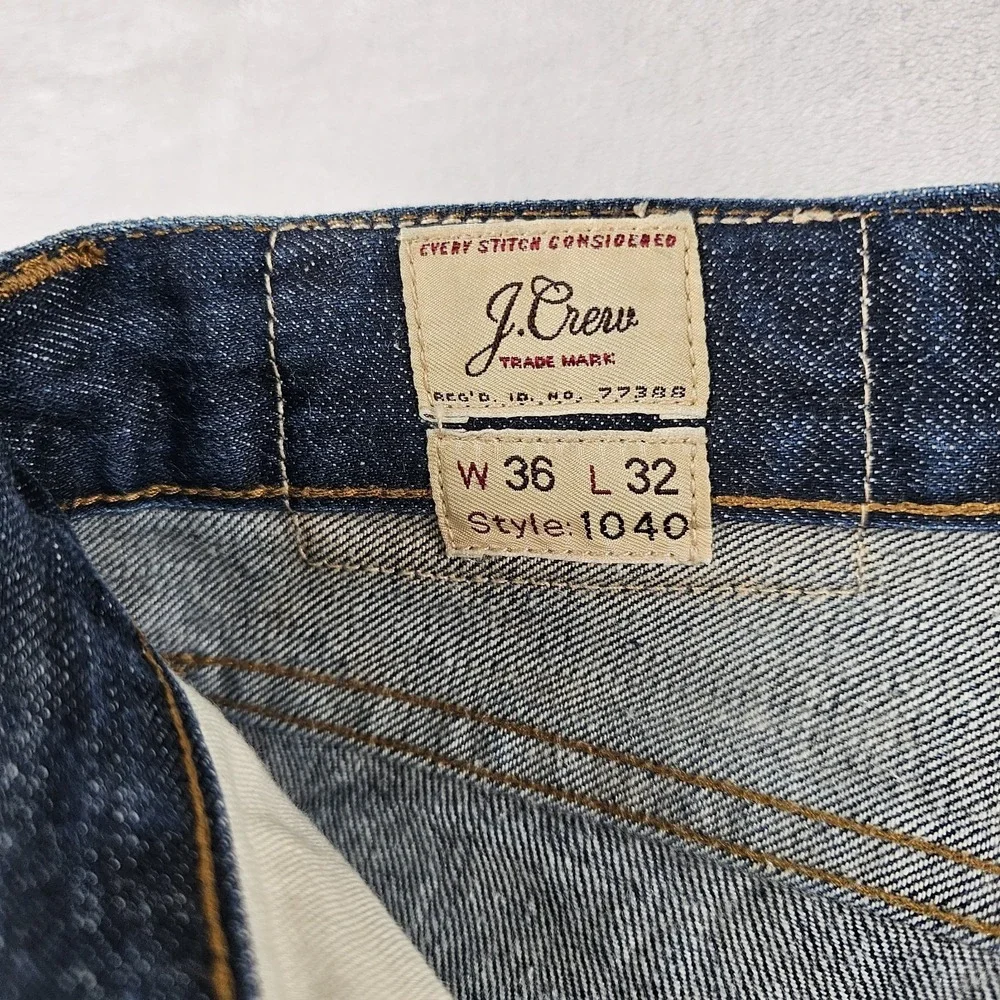 J.Crew 1040 Jeans Men 36x32 Kaihara Denim Japanese Fabric Dark Wash C9053 Indigo